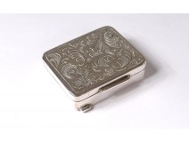 Small pill box sterling silver flowers foliage silver 34gr twentieth