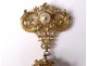 Brooch pendant gem antique brass golden pearls rhinestone dolphins nineteenth