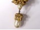 Brooch pendant gem antique brass golden pearls rhinestone dolphins nineteenth