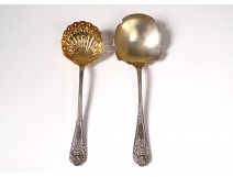 Shovel with strawberry sugar spoon sprinkle gold plated silver cherub twentieth