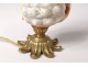 Carved seashell night lamp Cérès Demeter Moisson bronze chariot nineteenth