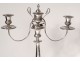 Pair candelabra 3 lights candlesticks solid silver County Nice swans eighteenth