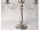 Pair candelabra 3 lights candlesticks solid silver County Nice swans eighteenth