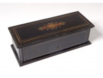 Blackened wood glove box marquetry gilded brass Napoleon III 19th century