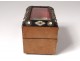 Small jewelry box magnifier box walnut mother of pearl metal glass beveled nineteenth