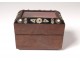 Small jewelry box magnifier box walnut mother of pearl metal glass beveled nineteenth