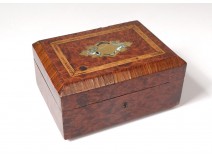 Jewelry box magnifying box thuya brass inlay Napoleon III nineteenth