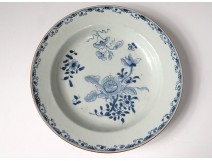 Hollow plate porcelain plate Company India white-blue flowers Kangxi 18th