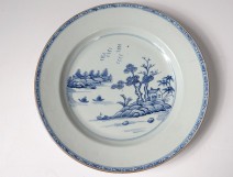 Hollow plate porcelain plate Company India white-blue flowers Kangxi 18th