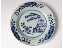 Hollow plate porcelain plate Company India white-blue flowers Kangxi 18th