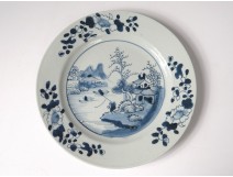 Hollow plate porcelain plate Company India white-blue flowers Kangxi 18th