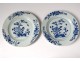 2 plates china china company India white blue bamboo flowers Kangxi 18th