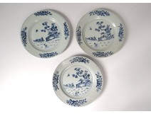 2 plates china china company India white blue bamboo flowers Kangxi 18th