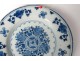 Dutch Delft Delftware flat plate white-blue flowers eighteenth century