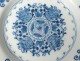 Dutch Delft Delftware flat plate white-blue flowers eighteenth century