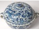 Dutch earthenware soup tureen Delft white-blue birds flowers eighteenth century