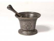 Apothecary mortar pestle bronze bronze flowers lily knocker XVIIth century