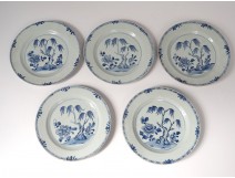 2 plates china china company India white blue bamboo flowers Kangxi 18th