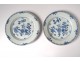 2 plates china china company India white blue bamboo flowers Kangxi 18th