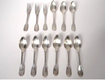 Lot covered spoons 12PC silver coat of arms Old man Lorillon 1032gr nineteenth