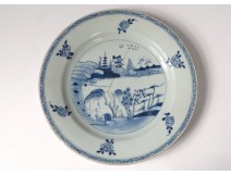 Hollow plate porcelain plate Company India white-blue garden Kangxi 18th