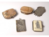 Lot 4 purses notebook ball nacre silver metal Souvenir flowers nineteenth