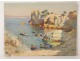 Drawing watercolor marine landscape Calanques Redonne Marseille Raymond XX