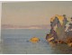 Drawing watercolor marine landscape Calanques Redonne Marseille Raymond XX