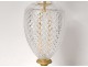 Lamp base Empire crystal vase cut diamond points gilded bronze twentieth