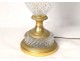 Lamp base Empire crystal vase cut diamond points gilded bronze twentieth