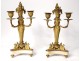 Pair candelabra 3feux Louis XVI bronze Gouthière griffons cariatides 19th