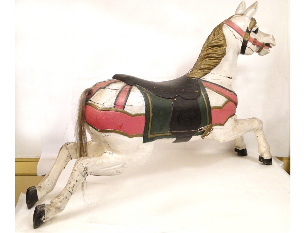 Carousel horse carved wooden polychrome 19th century