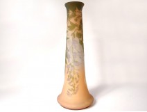 Large vase Emile Gallé glass wisteria flowers Art Nouveau 47cm Nineteenth