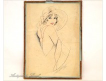 Woman drawing elegant Paris Marco Vetel twentieth