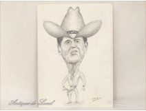 Ronald Reagan caricature drawing Mola 1982