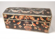 Wedding chest Norman wood polychrome birds flowers eighteenth century