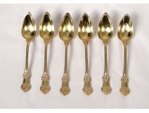 6 teaspoons silver vermeillé Minerve 122gr Napoleon III 19th century