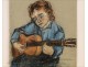 Child and pastel drawing guitar twentieth