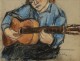 Child and pastel drawing guitar twentieth