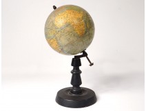 Earth Globe Geosphere Geographer Joseph Forest Paris Blackened Wood Nineteenth