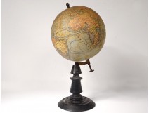 Earth Globe Geosphere Geographer Joseph Forest Paris Blackened Wood Nineteenth