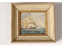 Small HSC miniature portrait boat sailboat three-master Navy Nordet nineteenth