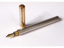 Fountain pen ST Dupont Paris Montparnasse feather 18K gold plated silver twentieth