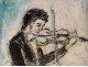 Gouache drawing violinist musician 20th