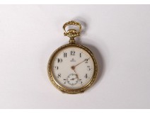 Omega gold pocket watch 18K solid gold flower garlands nineteenth century