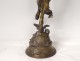 Henry Plé bronze sculpture Fortuna wife horn abundance wheel wings nineteenth