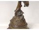 Henry Plé bronze sculpture Fortuna wife horn abundance wheel wings nineteenth