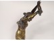 Henry Plé bronze sculpture Fortuna wife horn abundance wheel wings nineteenth