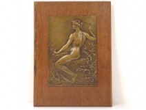 Plaque bronze bas-relief Marey nude woman School Ceramics Sèvres 1929 XXth