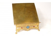 Lectern Bible holder church gilt bronze enamel feet claws flowers cross nineteenth